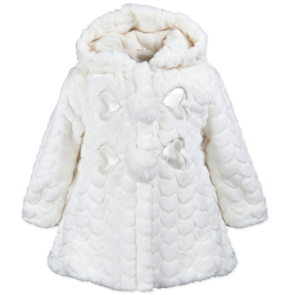 Pompom Toggle Coat with Hearts